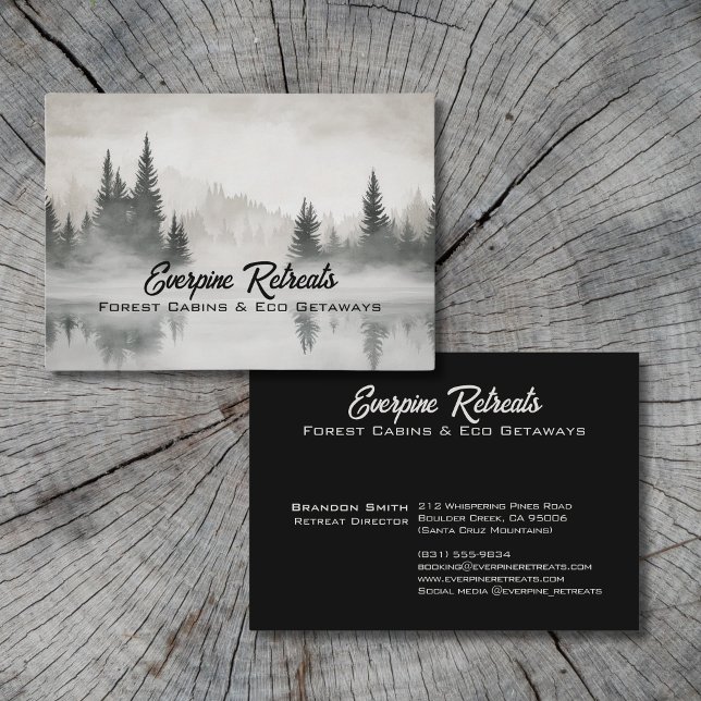 Rustic Pine forest watercolor nature landscape Business Card (Creator Uploaded)
