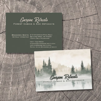 Rustic Pine forest watercolor nature landscape Business Card