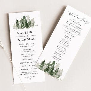 Rustic Pine Forest Wedding Ceremony Program