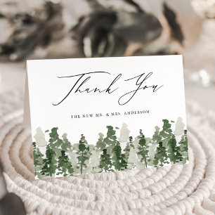 Rustic Pine Forest Wedding Folded Thank You Card