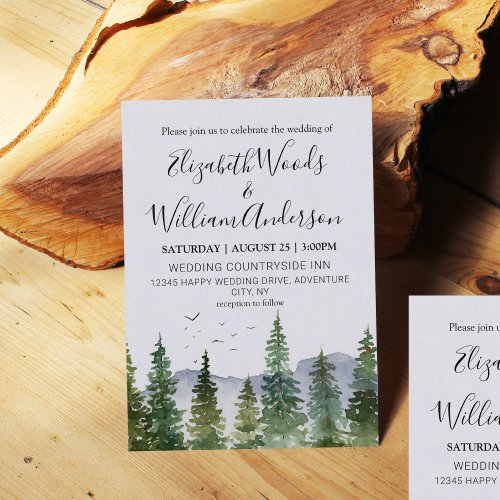 Rustic  Pine Forest Wedding Invitation