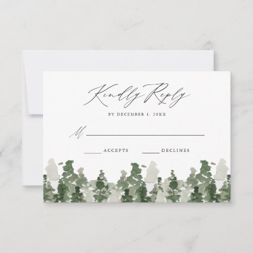 Rustic Pine Forest Wedding RSVP Card