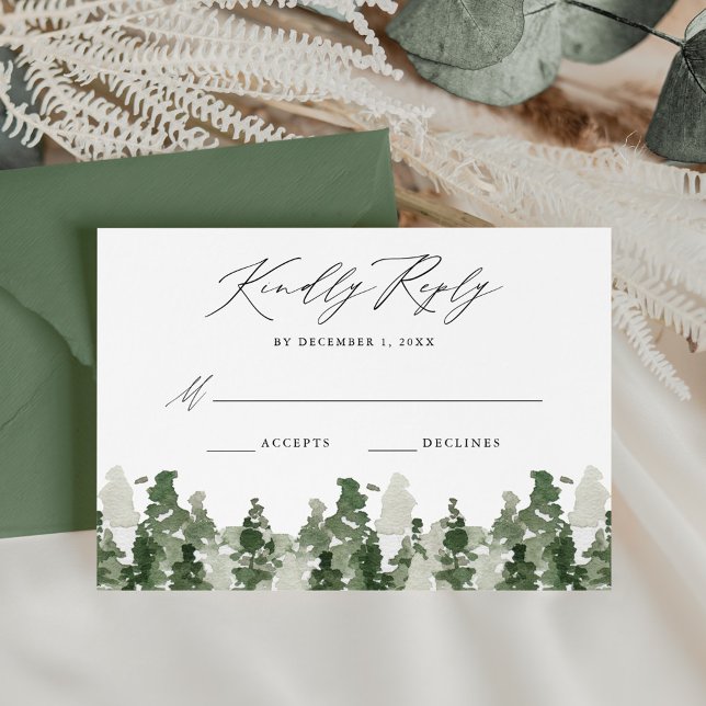 Rustic Pine Forest Wedding RSVP Card (Creator Uploaded)