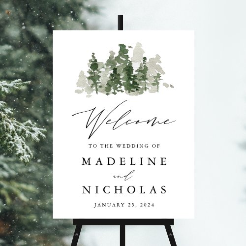 Rustic Pine Forest Wedding Welcome Foam Board