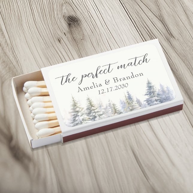 Rustic Pine Forest Winter Wedding Matchbox Matchboxes (Creator Uploaded)