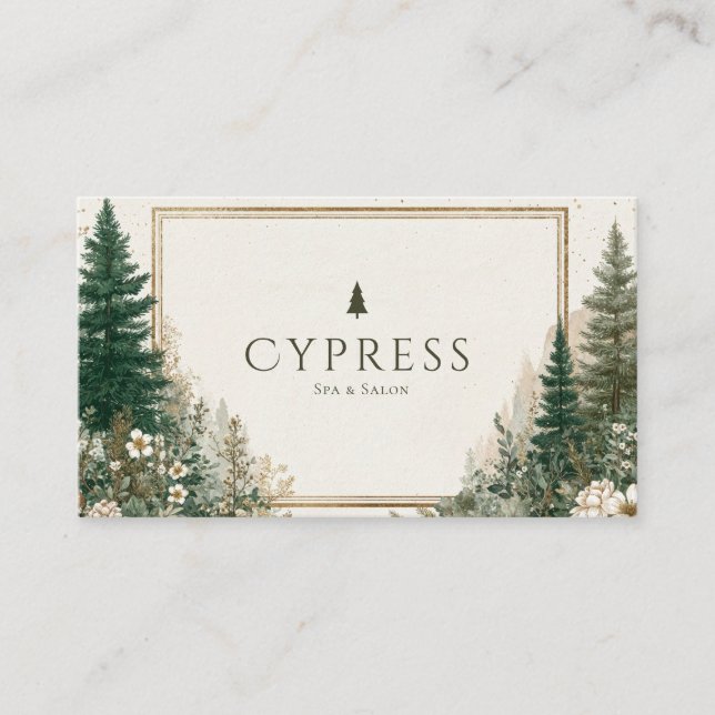 Rustic Pine Forest Winter Woodland Business Card (Front)