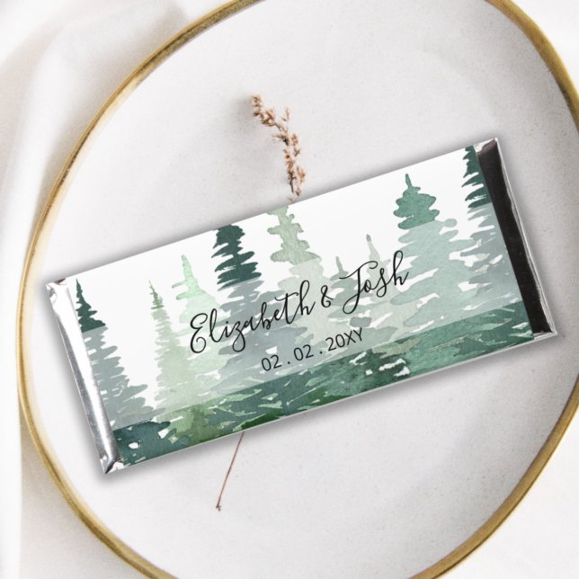 Rustic Pine Forest Winter Woodland Wedding Hershey Bar Favors (Creator Uploaded)