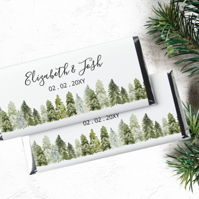 Rustic Pine Forest Winter Woodland Wedding Hershey Bar Favors (Creator Uploaded)
