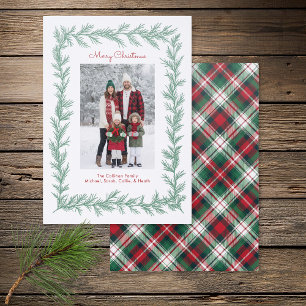 Rustic Pine Frame Merry Christmas Letterpress Photo Cards