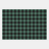 Rustic Pine Green Buffalo Plaid Merry Christmas Wrapping Paper Sheets (Front)