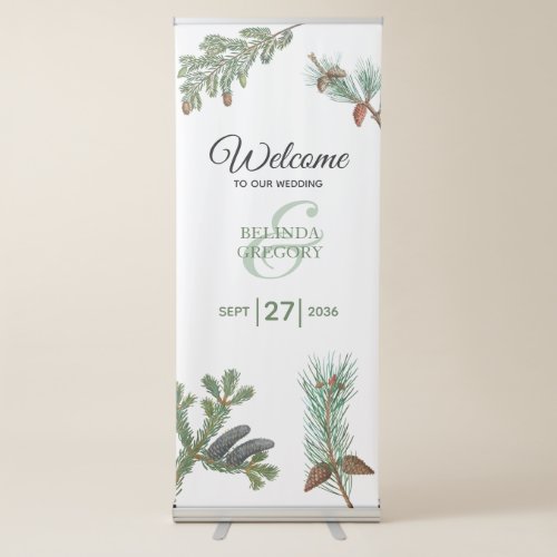 Rustic Pine Greenery Wedding Welcome Sign