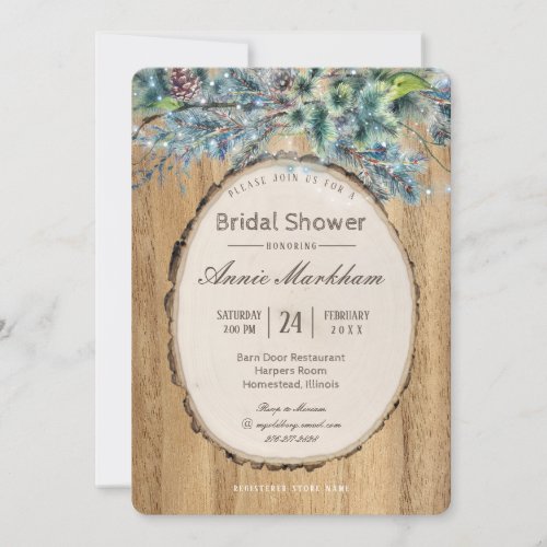 Rustic Pine Lodge Bridal Shower Invitation