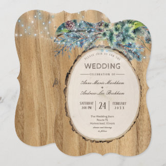 Rustic Pine Lodge Winter Wedding Invitation