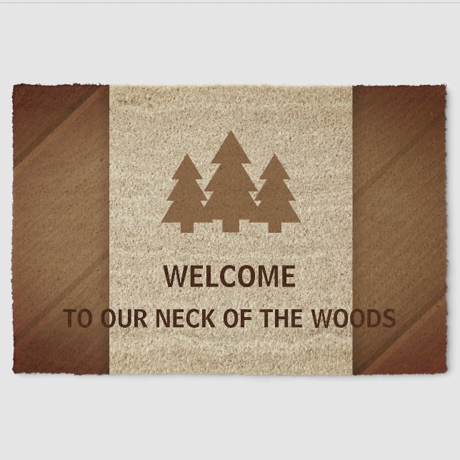 Rustic Pine Logo Custom Text Welcome Fiber Doormat (Front)