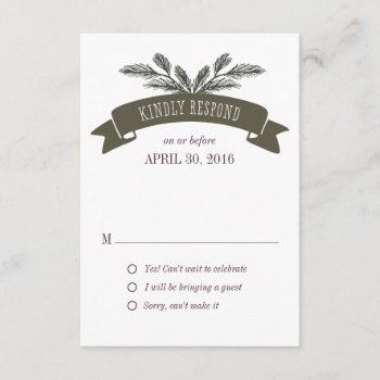 Rustic Pine Needle Response Card by envelopmentswedding at Zazzle