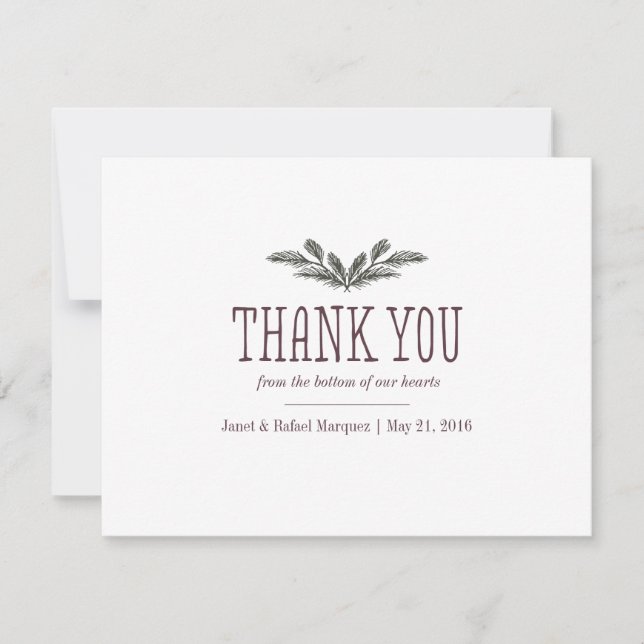 Rustic Pine Needle Thank You Card (Front)