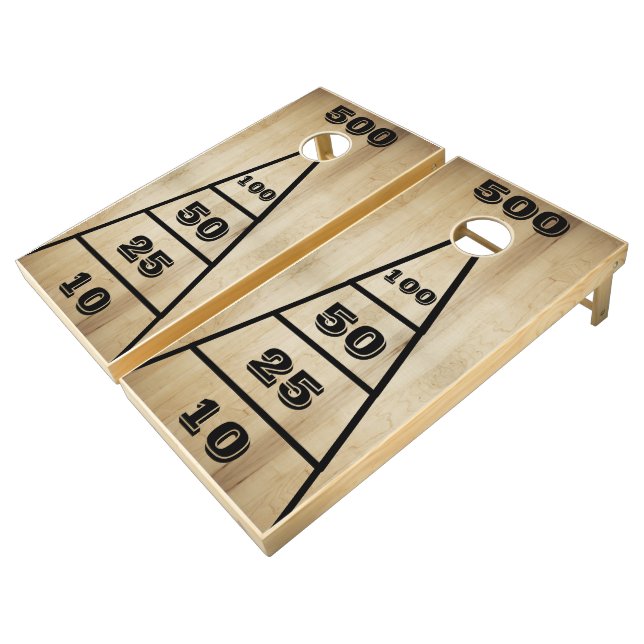 Rustic Pine Numbered Bean Bag Targets Cornhole Set (Angled)