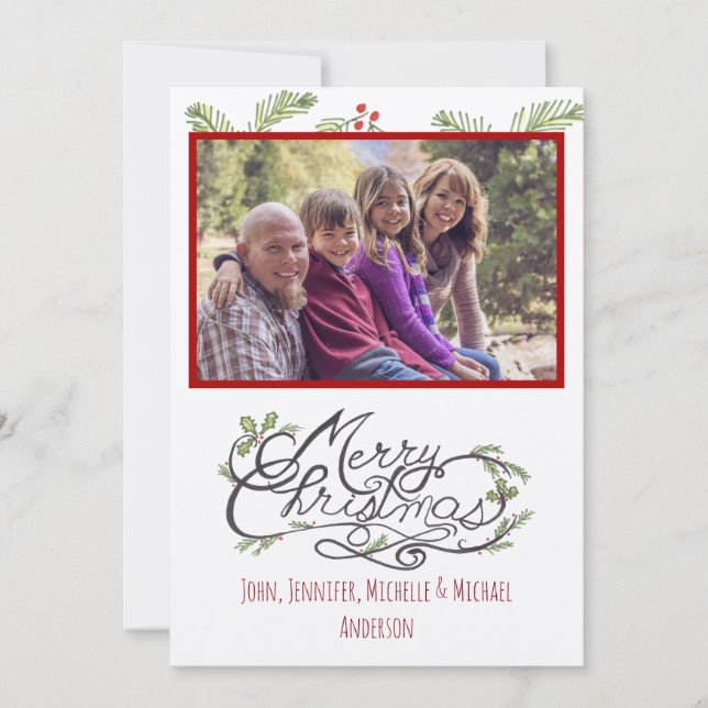Rustic Pine Photo Holiday Christmas Card (Front)