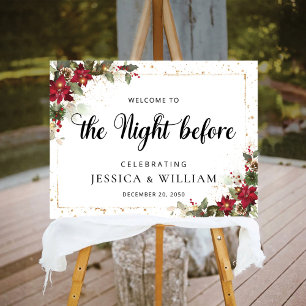 Rustic Pine Poinsettia Christmas Rehearsal Dinner Foam Board