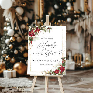 Rustic Pine Poinsettia Floral Christmas Wedding Foam Board