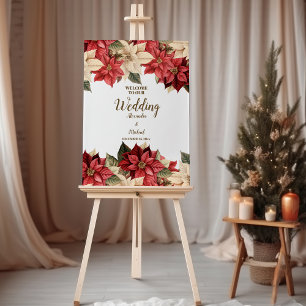 Rustic Pine Poinsettia Floral Christmas Wedding Foam Board