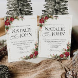 Rustic Pine Poinsettia Floral Christmas Wedding Invitation<br><div class="desc">Embrace the warmth and beauty of the holiday season with our Rustic Pine Poinsettia Floral Christmas Wedding Invitation. Featuring delicate poinsettias and pine elements, this elegant design combines rustic charm with festive cheer, making it the perfect invitation for your Christmas wedding. Crafted with intricate floral details and a cozy winter...</div>