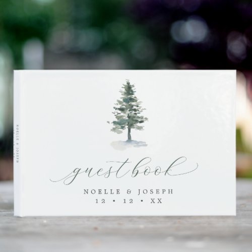 Rustic Pine Tree Calligraphy Wedding Guest Book