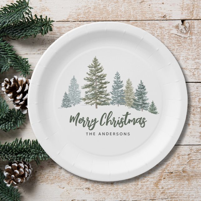 Rustic Pine Tree Christmas  Paper Plates (Creator Uploaded)