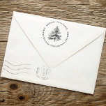 Rustic Pine Tree Christmas Return Address Self-inking Stamp<br><div class="desc">This design features a Christmas return address self inking stamp,  with a rustic pine tree,  a simple circle typography,  with family name address,  an elegant round curved text,  a sophisticated classy,  classic minimal,  winter woodland,  forest,  modern style.</div>