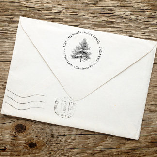 Rustic Pine Tree Christmas Return Address Self-inking Stamp
