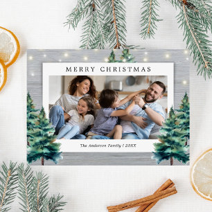Rustic Pine Tree Family Photo Christmas Holiday Card