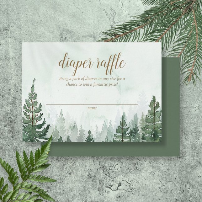 Rustic Pine Tree Forest Baby Diaper Raffle Enclosure Card (Rustic Pine Tree Forest Baby Diaper Raffle Enclosure Card)