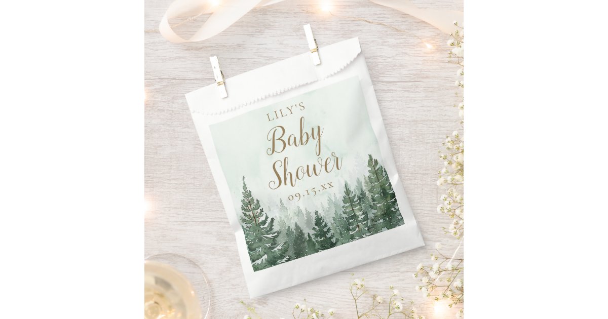 Rustic Pine Tree Forest Baby Shower Favor Bag | Zazzle