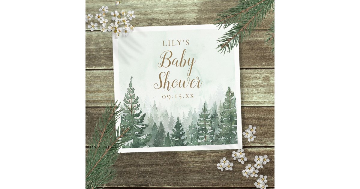 Rustic Pine Tree Forest Baby Shower Napkins | Zazzle
