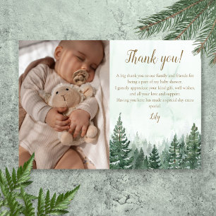 Rustic Pine Tree Forest Baby Shower Photo Thank You Card