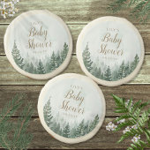 Rustic Pine Tree Forest Baby Shower Sugar Cookie