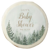 Rustic Pine Tree Forest Baby Shower Sugar Cookie (Front)