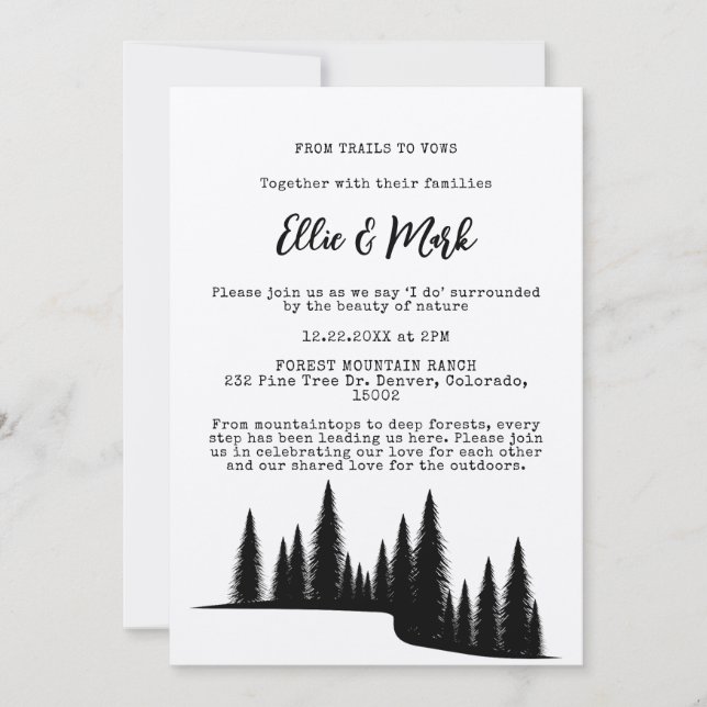 Rustic Pine Tree Forest Forest Outdoorsy Wedding  Invitation (Front)