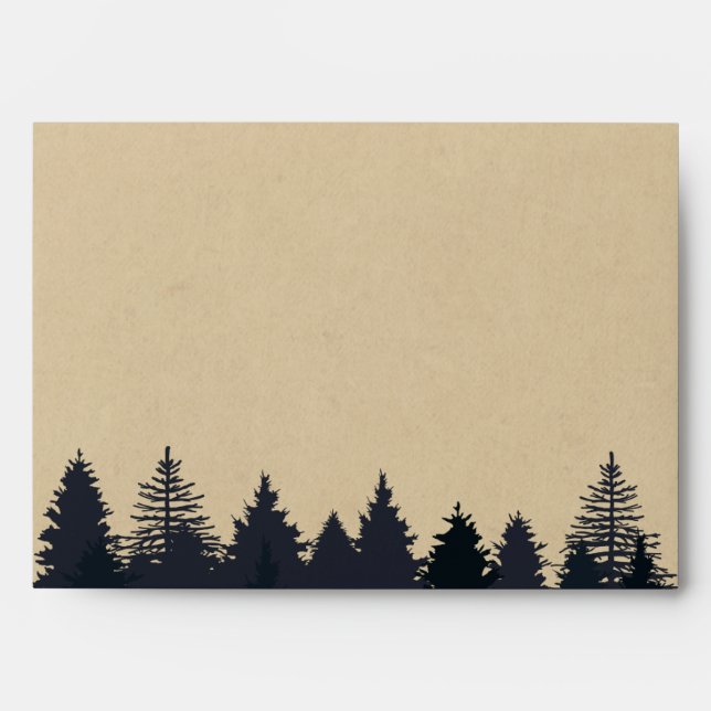Rustic Pine Tree Forest Kraft Wedding 5x7 Envelope (Front)
