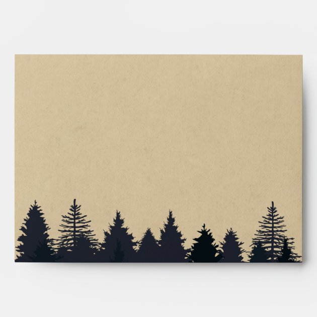 Rustic Pine Tree Forest Kraft Wedding 5x7 Envelope