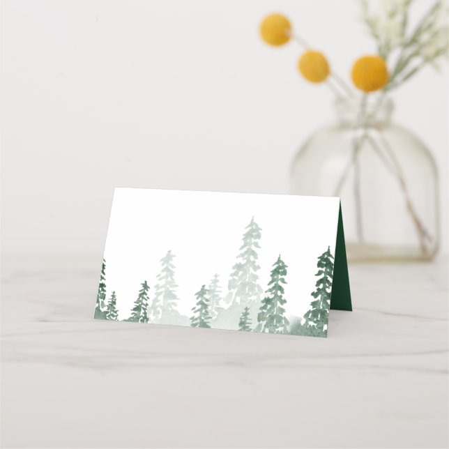 Rustic pine tree forest place card (Front)