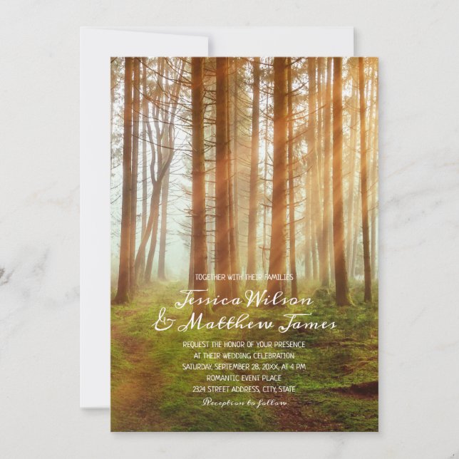 Rustic Pine Tree Forest Summer Country Wedding Invitation (Front)