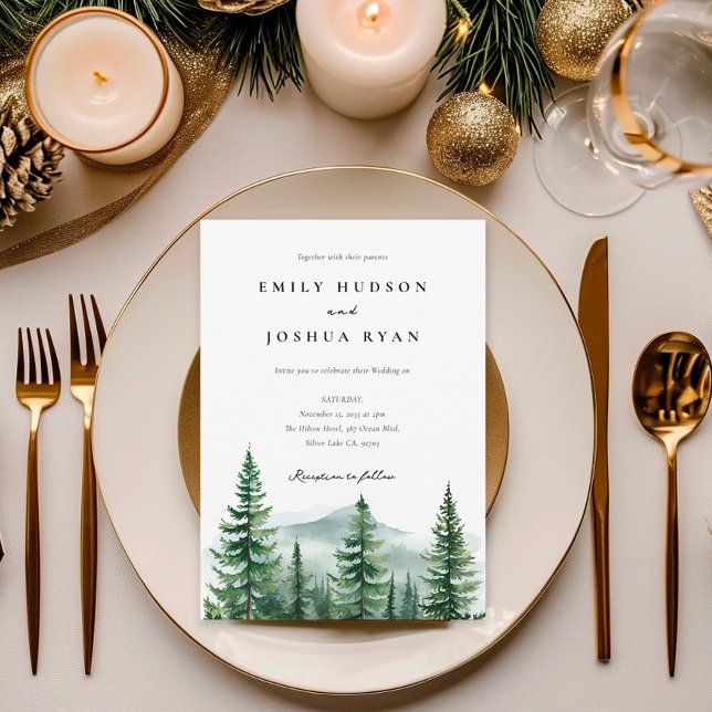 Rustic Pine Tree Forest Wedding Invitation (Creator Uploaded)