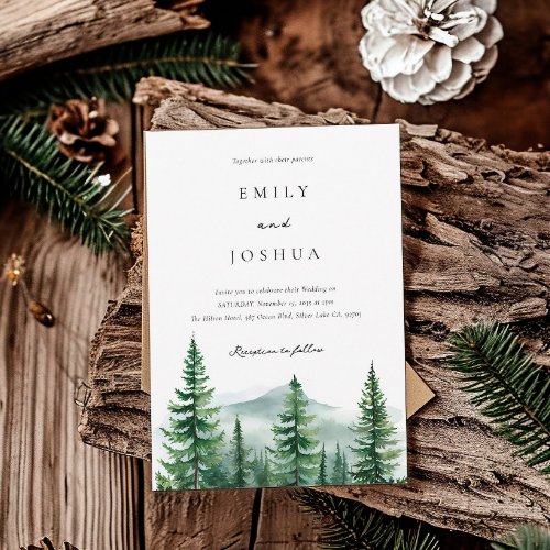 Rustic Pine Tree Forest Wedding Invitation