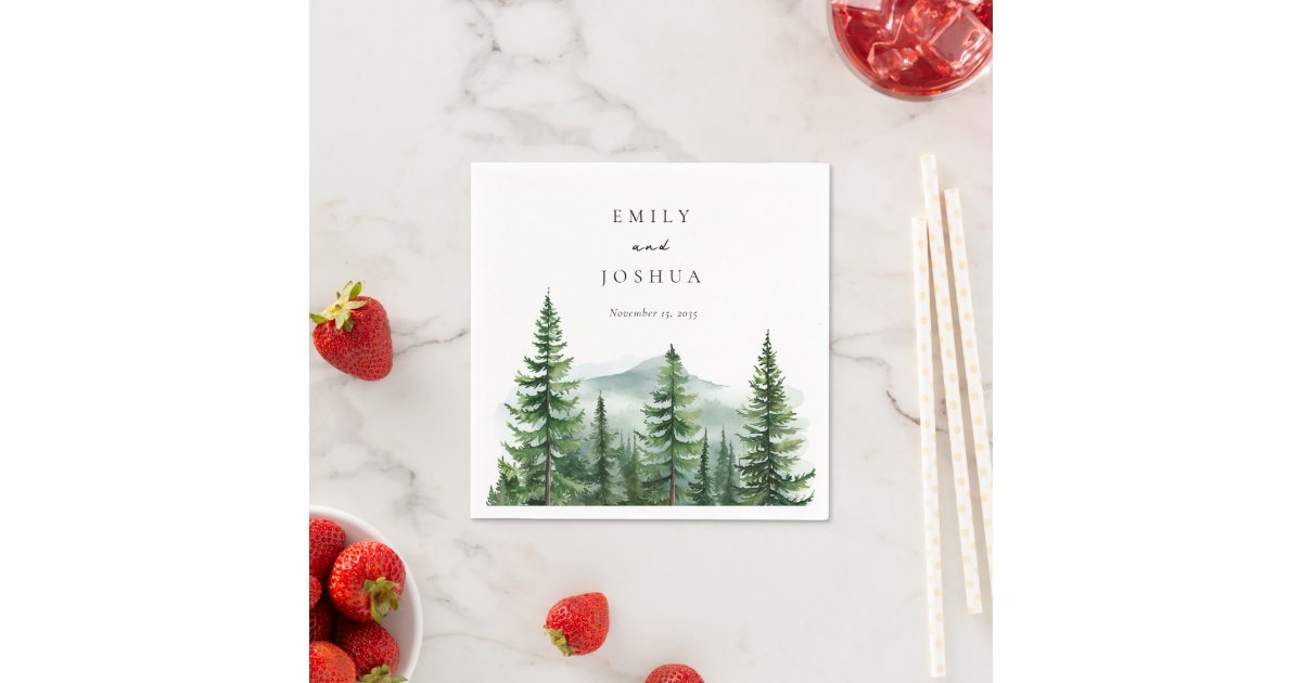 Rustic Pine Tree Forest Wedding Napkins | Zazzle