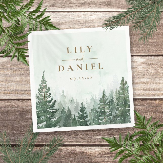 Rustic Pine Tree Forest Wedding Napkins (Rustic Pine Tree Forest Wedding Napkins)