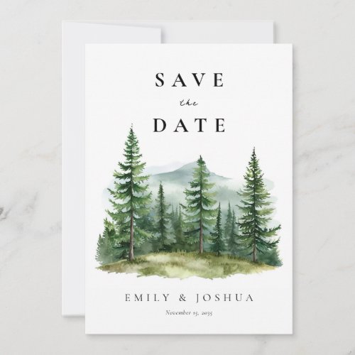 Rustic Pine Tree Forest Wedding Save The Date