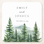 Rustic Pine Tree Forest Wedding Square Paper Coaster<br><div class="desc">Rustic Pine Tree Forest Wedding Square Paper Coaster</div>
