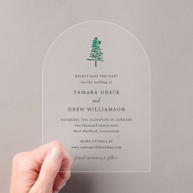 Rustic Pine Tree Modern Wedding Save the Date (Insitu (Handheld))