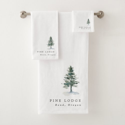 Rustic Pine Tree Motel Business Guest Bath Towel Set